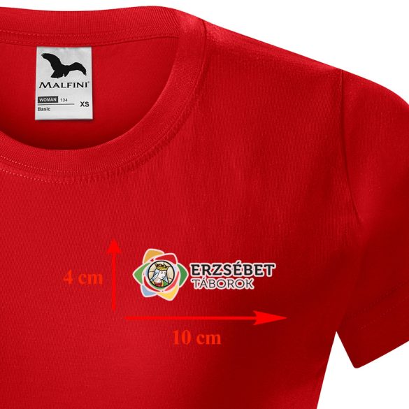Piros pamut póló Erzsébet tábor logóval XS-S-M-L méretekben